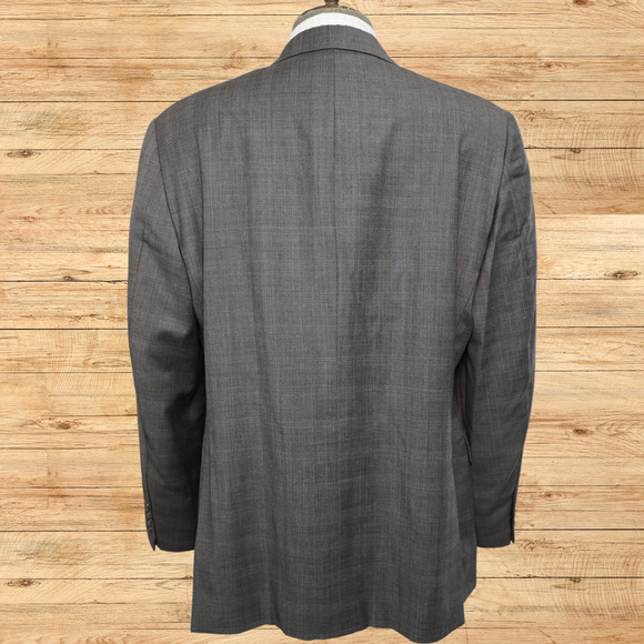Hickey Freeman Lindsey Suit Jacket Mens 44R Worsted Wool Glenn Plaid Gray EUC - Picture 4 of 7